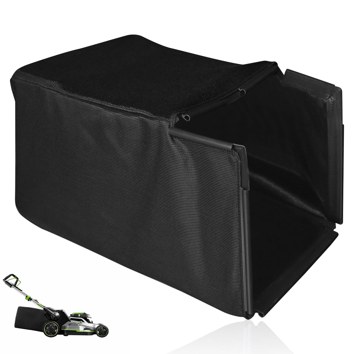 MWEDP Grass Bag Catcher for EGO LM2100, front view showing smooth breathable fabric.