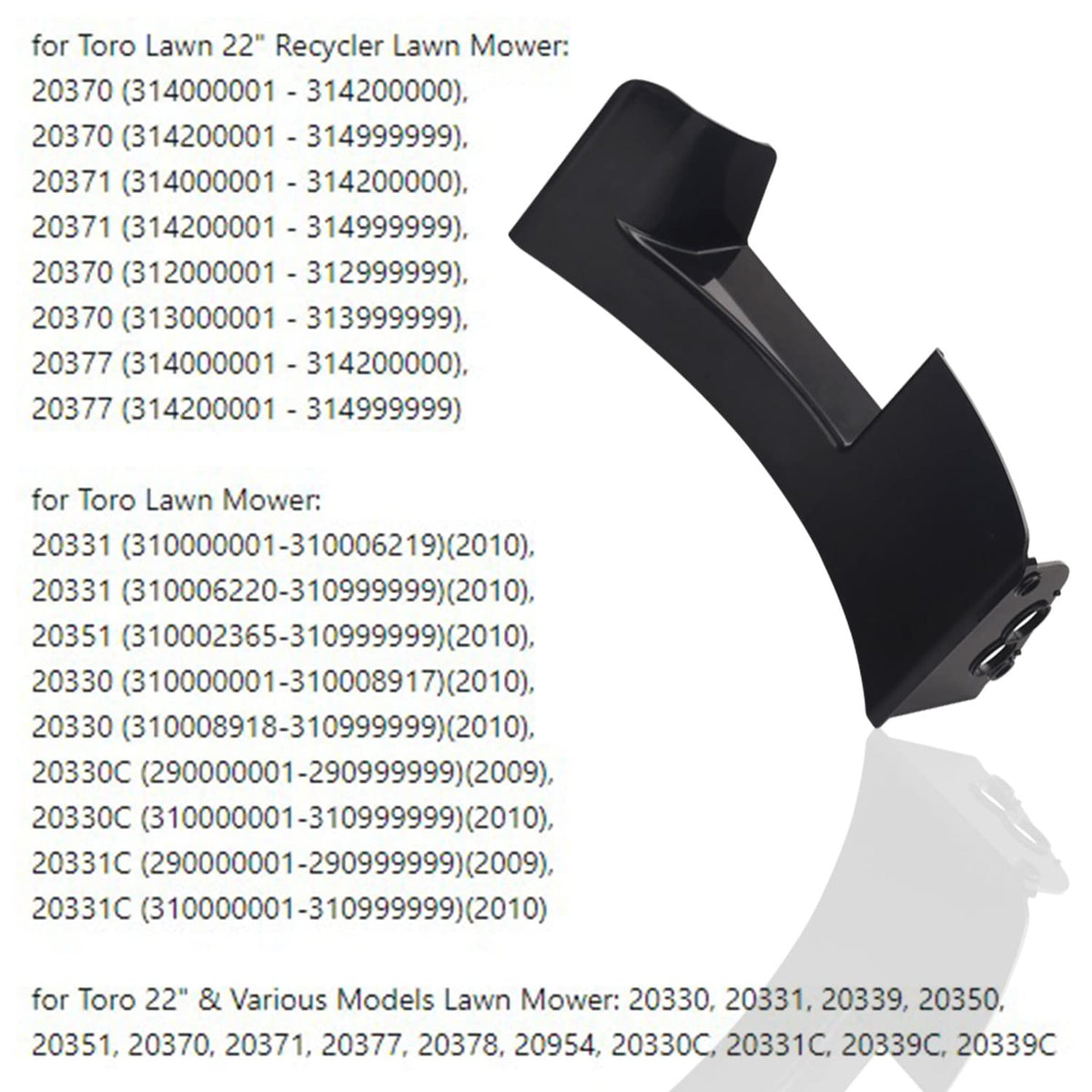 MWEDP baffle supports compatibility across multiple Toro models