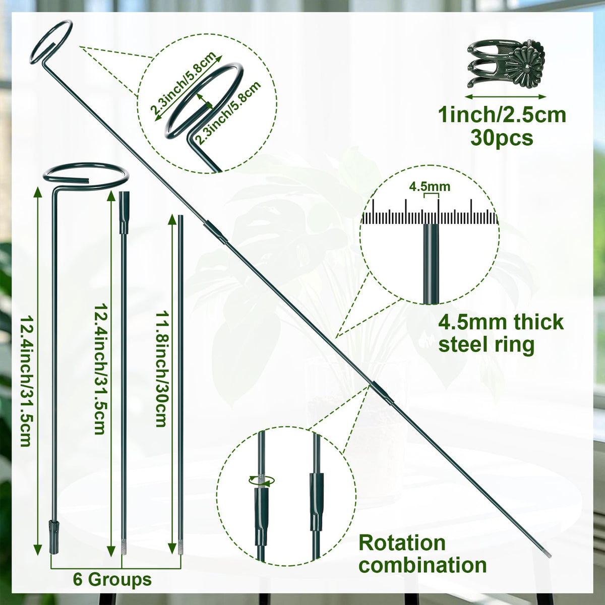 Mwellewm green tone blends with plant stems for subtle low-visibility support