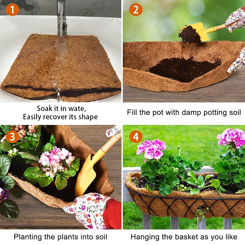 Mxespoir foldable coconut fiber liner shows adjustable size for different baskets
