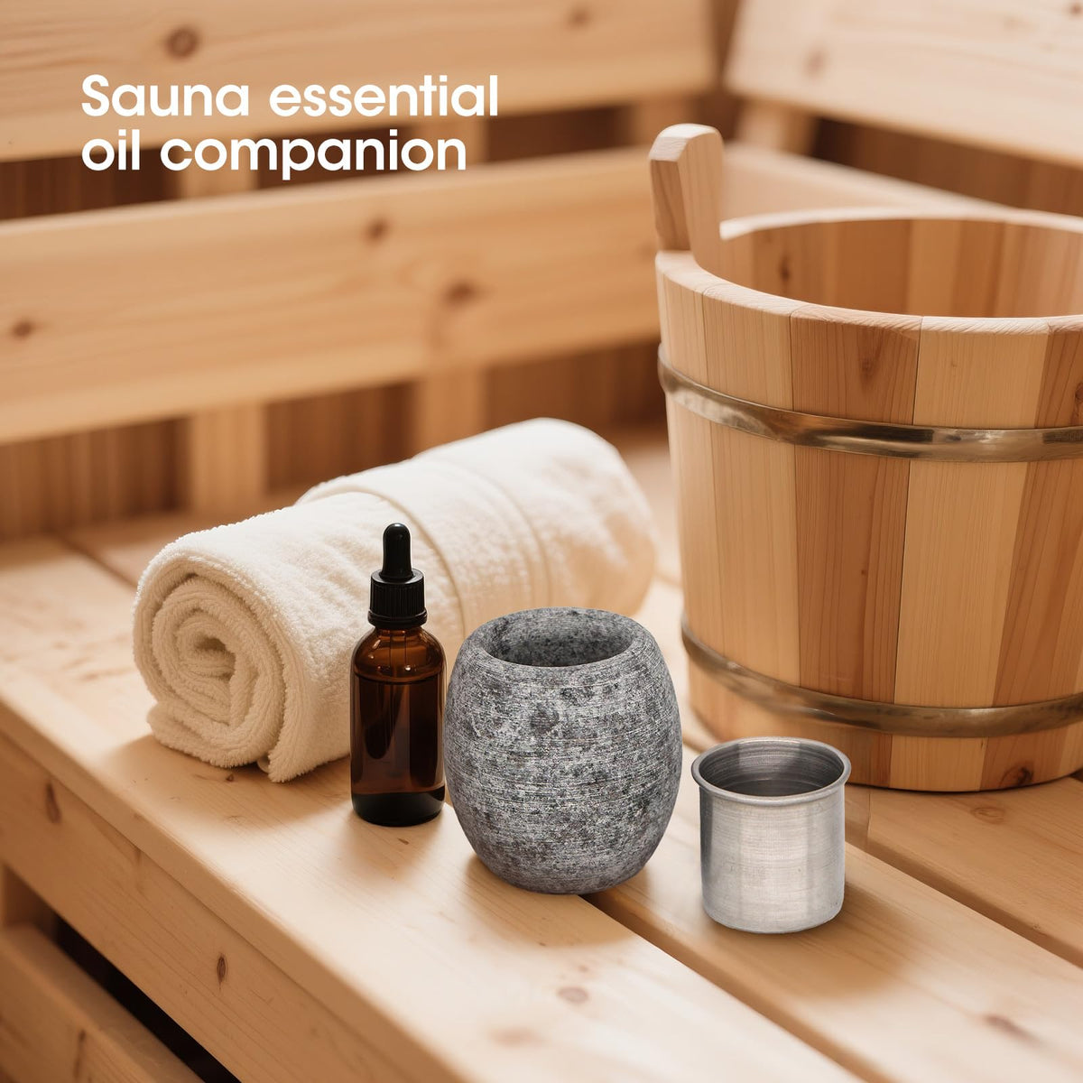 MXMZHXU oil drops in stone cup for easy aromatherapy in sauna.