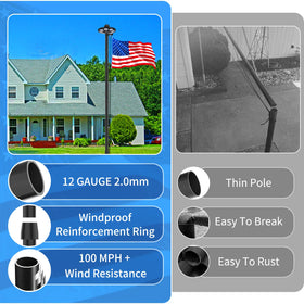 MXQMKL corrosion-resistant aluminum flagpole with 2.0 mm wall thickness