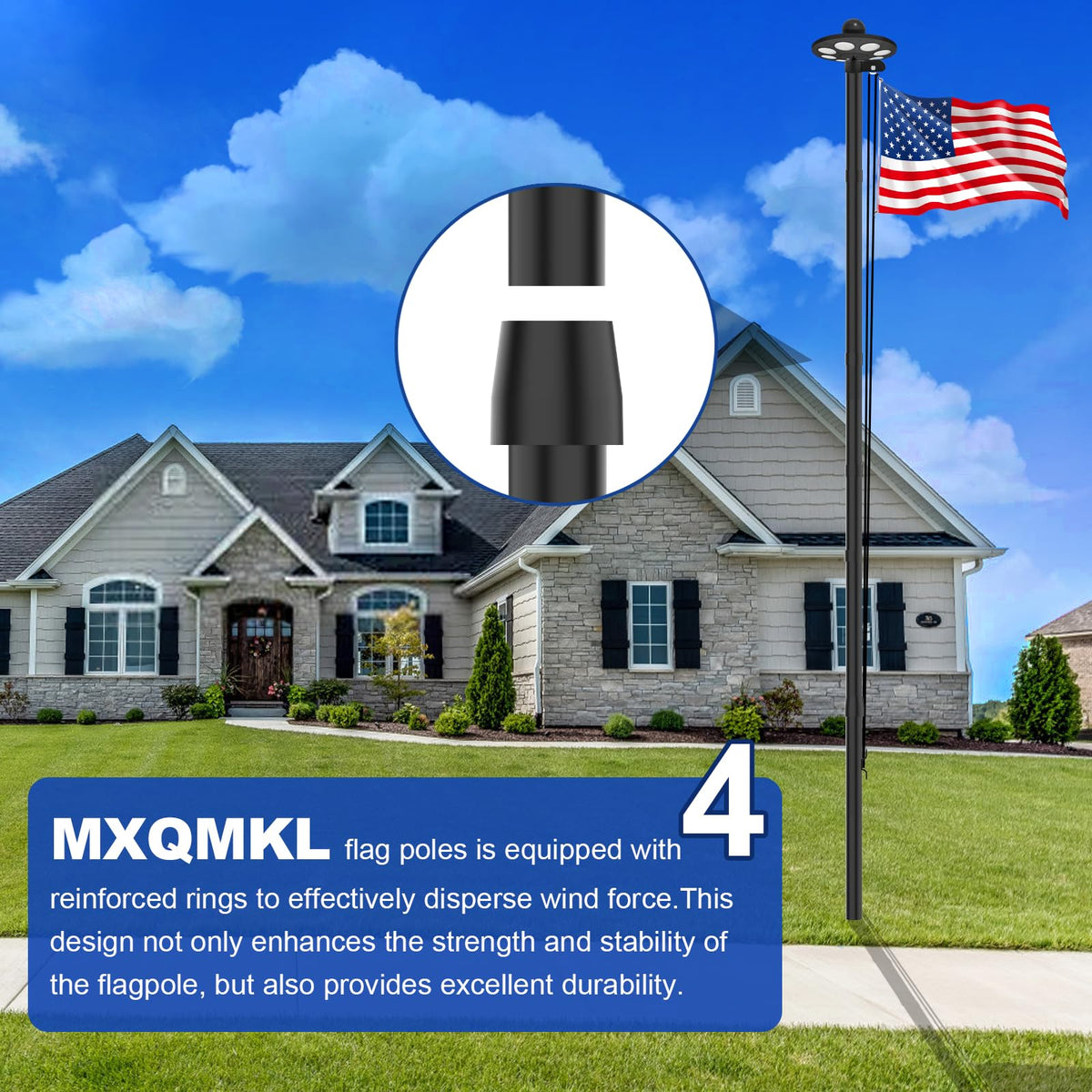MXQMKL included accessories rope rings clips gloves for quick setup and storage