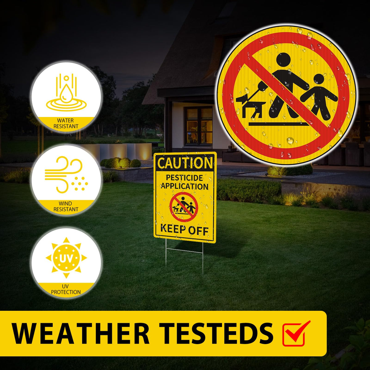 MXRVEN weatherproof yard sign resists rain and sun for outdoor use.