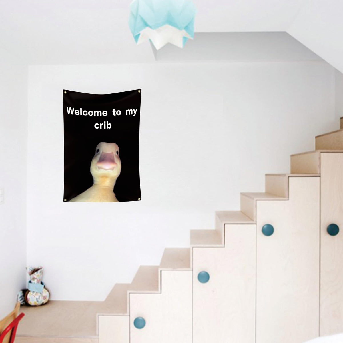 Vivid color printing on My Crib Flag enhances room decor from a distance.