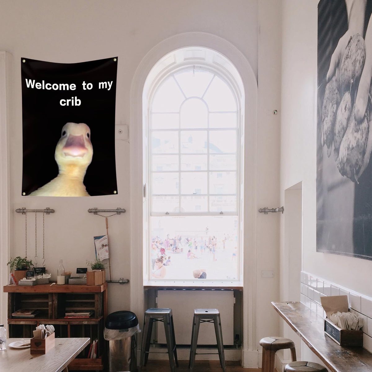 Outdoor-friendly My Crib Flag suitable for parties and events.