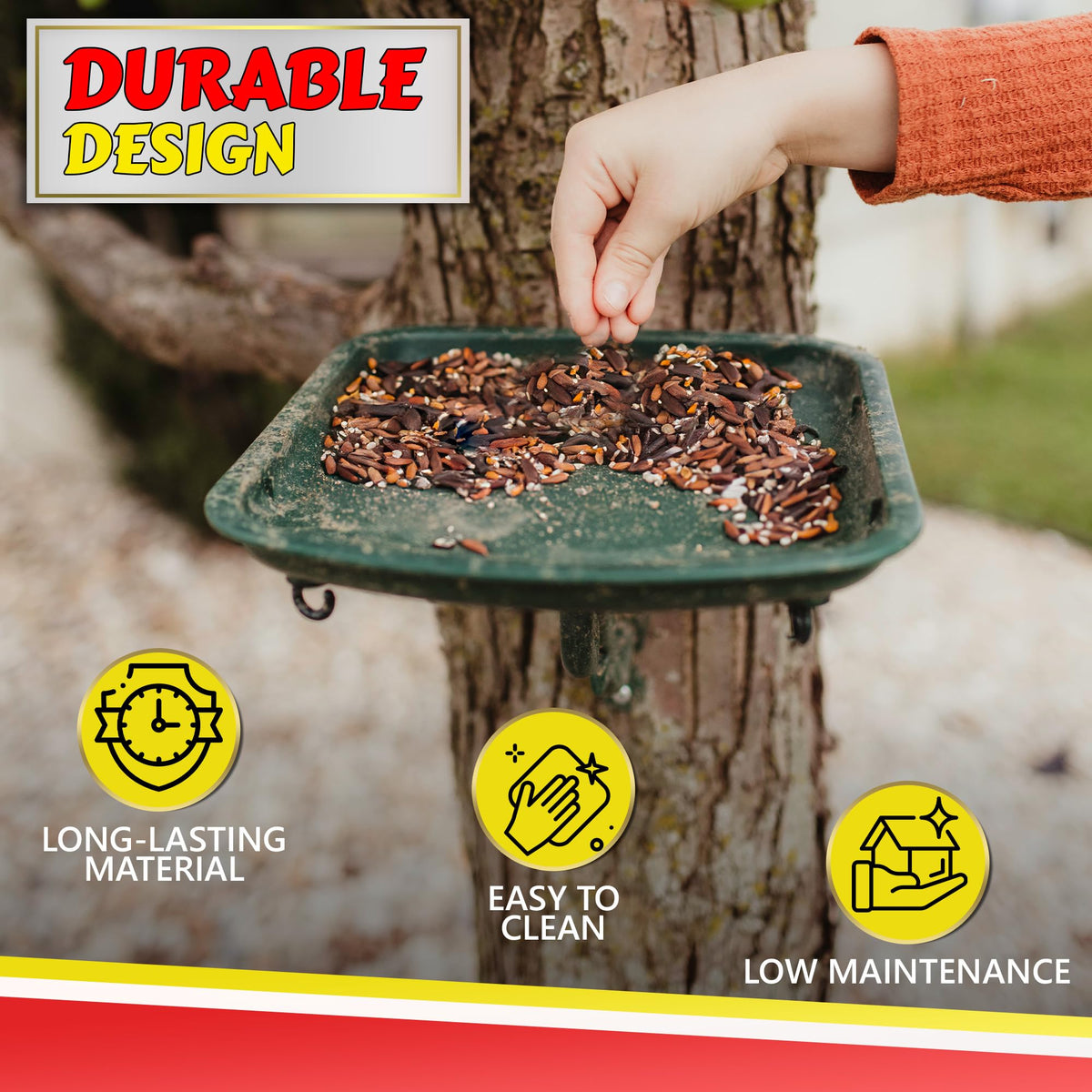Bracket and screws included enable quick mounting to trees or posts