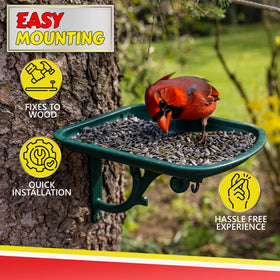 Rustproof metal feeder tray with cast-iron look for year-round use