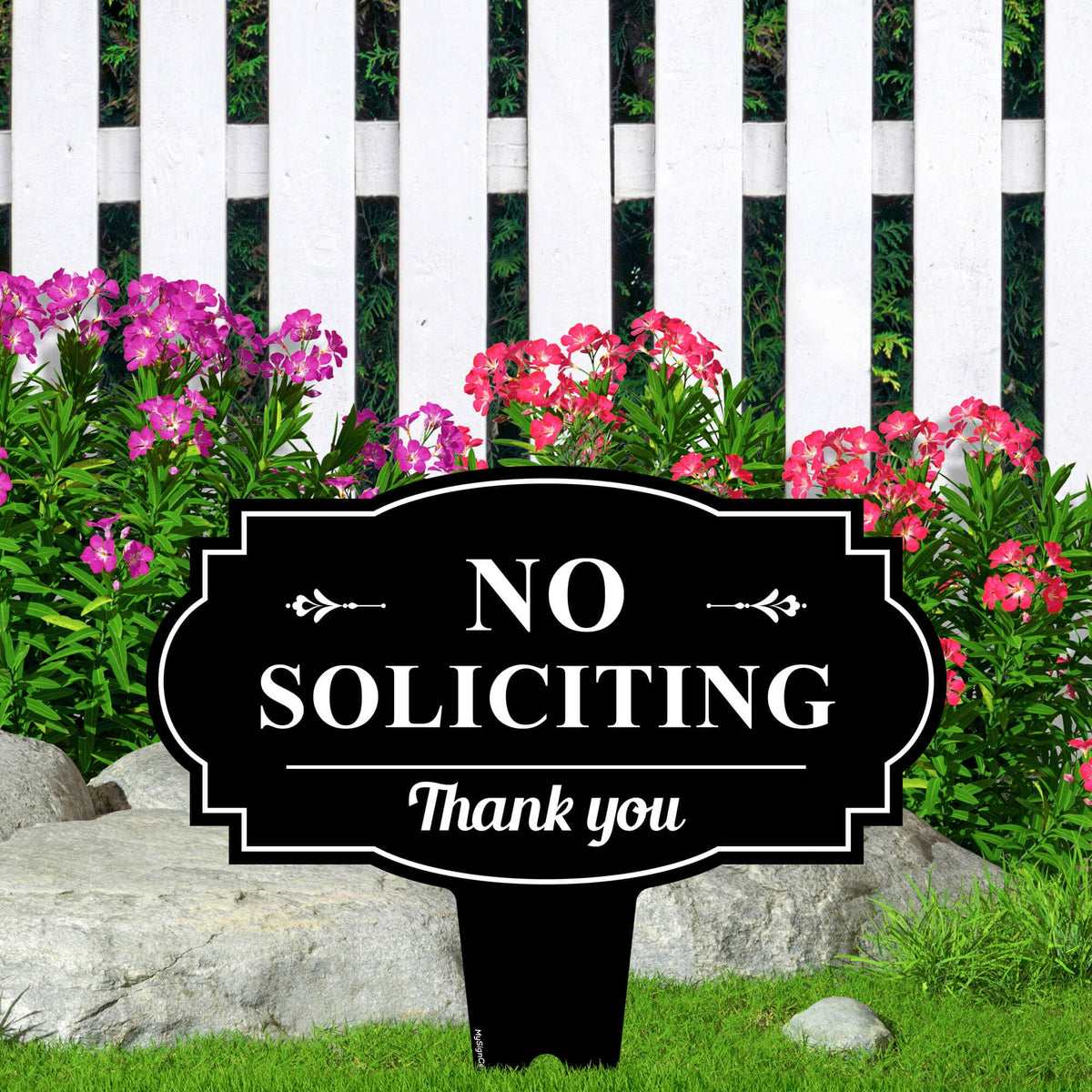 My Sign Center no-soliciting sign for yard 13x13 improves property visibility.