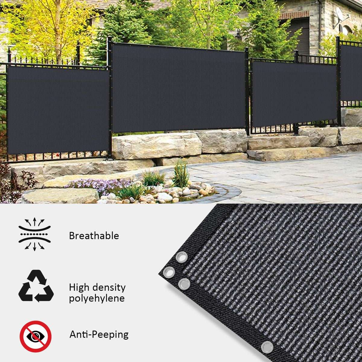 mychoiii privacy screen with aluminium grommets for secure mounting
