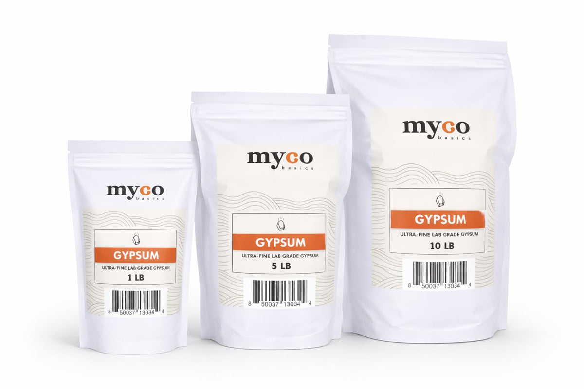 Mycology Basics gypsum in HEPA enclosure packaging reduces contamination risk during prep