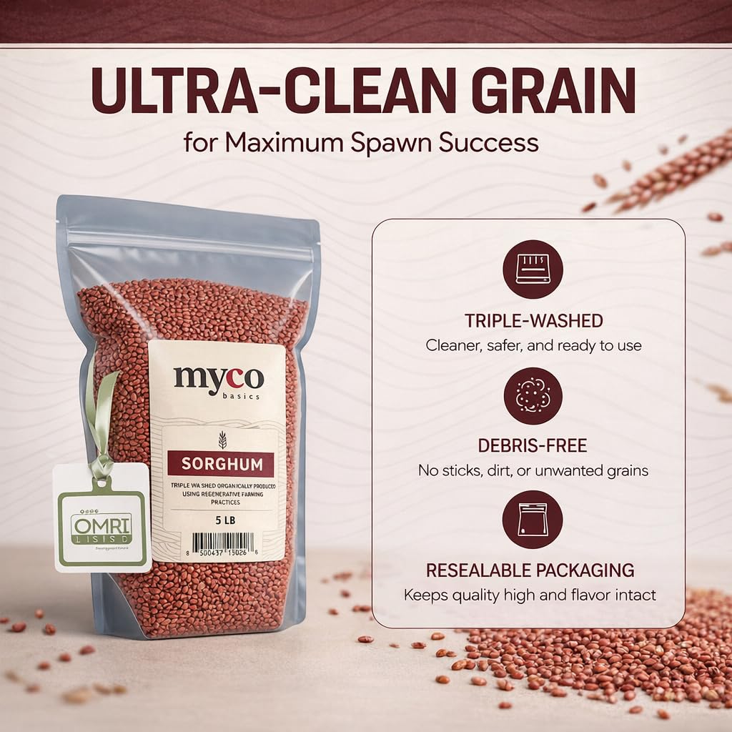 Mycology Basics Organic Sorghum bag open—ideal for ready-to-cook meals