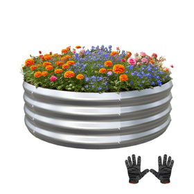 Mycovire galvanized garden bed assembly shows quick tool-free setup.