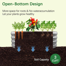 Mycovire garden bed holds 3.14 cu ft soil for ample planting space.