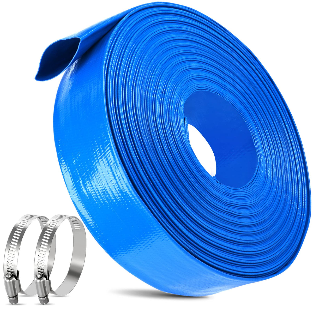 MYFAMIREA 2in 60ft backwash hose for pool maintenance and water transfer.