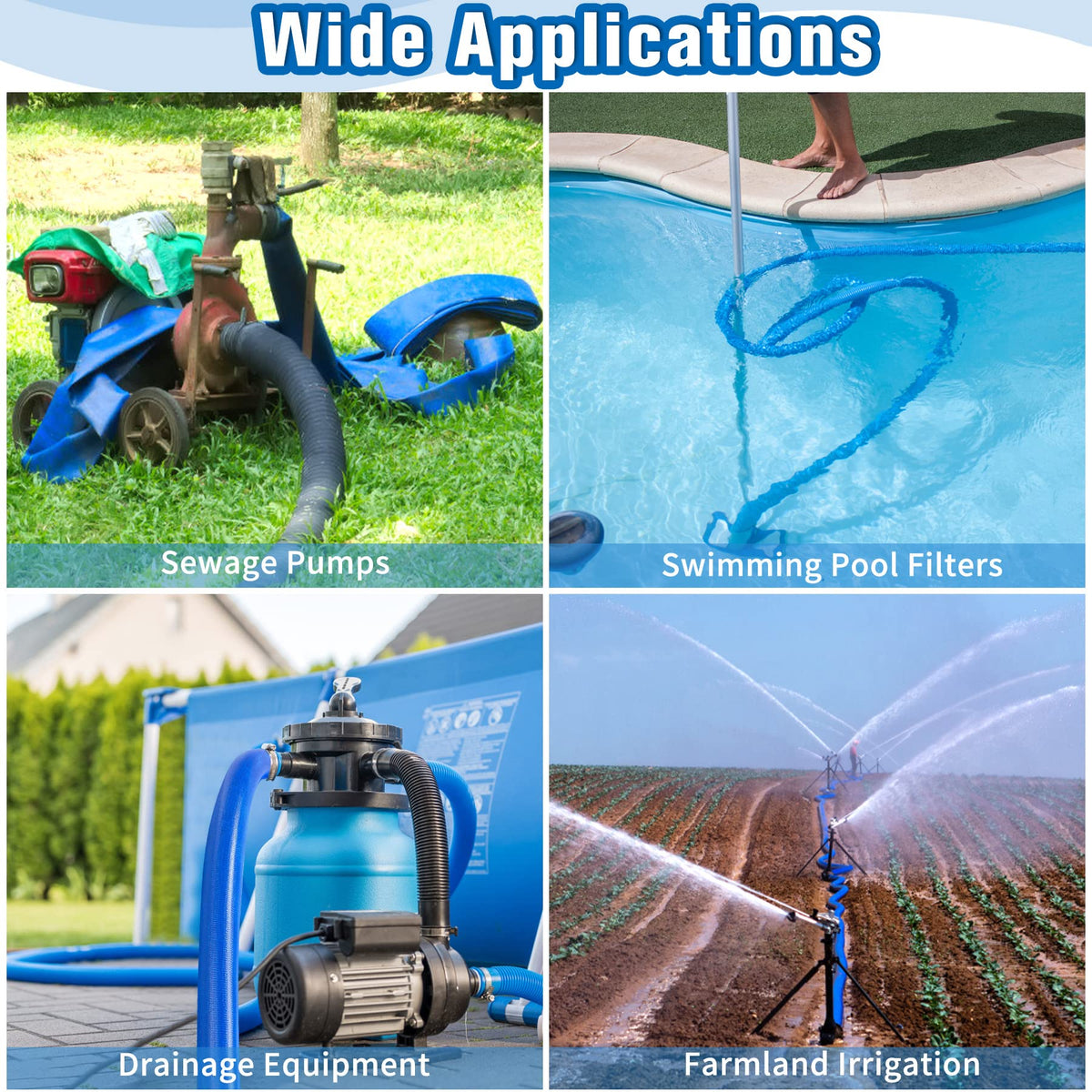 MYFAMIREA versatile hose for pools, sump pumps, and drainage tasks