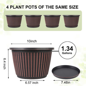 Myfeegoin Planter Pot 10 inch with drainage holes keeps roots ventilated
