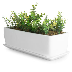 MyGift 14-inch ceramic indoor plant pot with drainage hole for moisture control