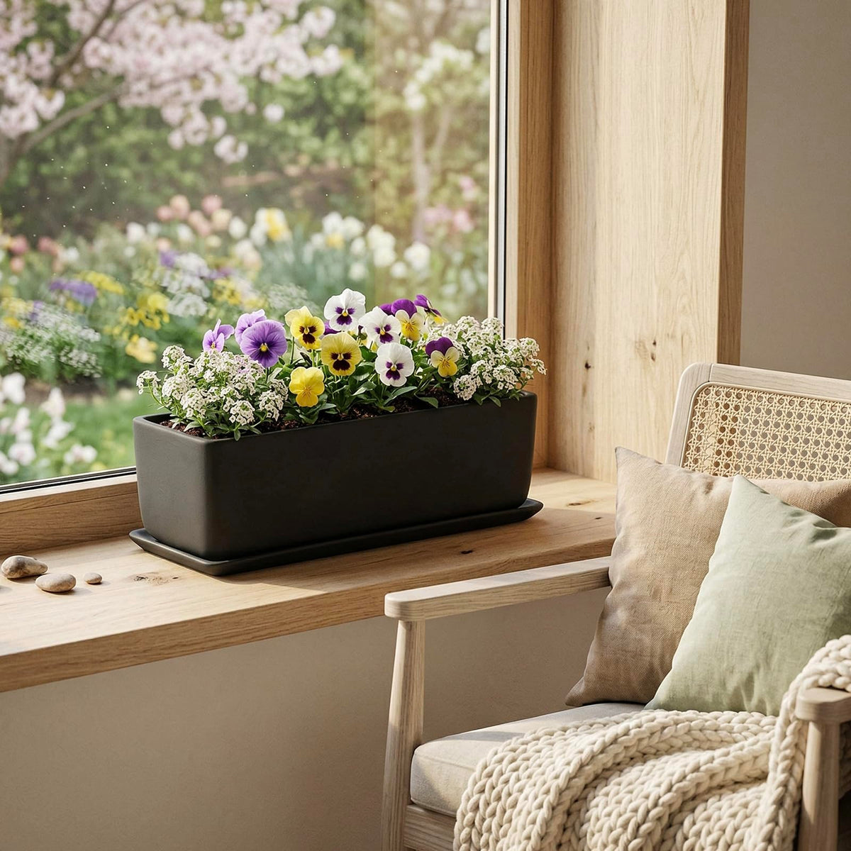 MyGift ceramic planter featuring two drainage holes for moisture management.