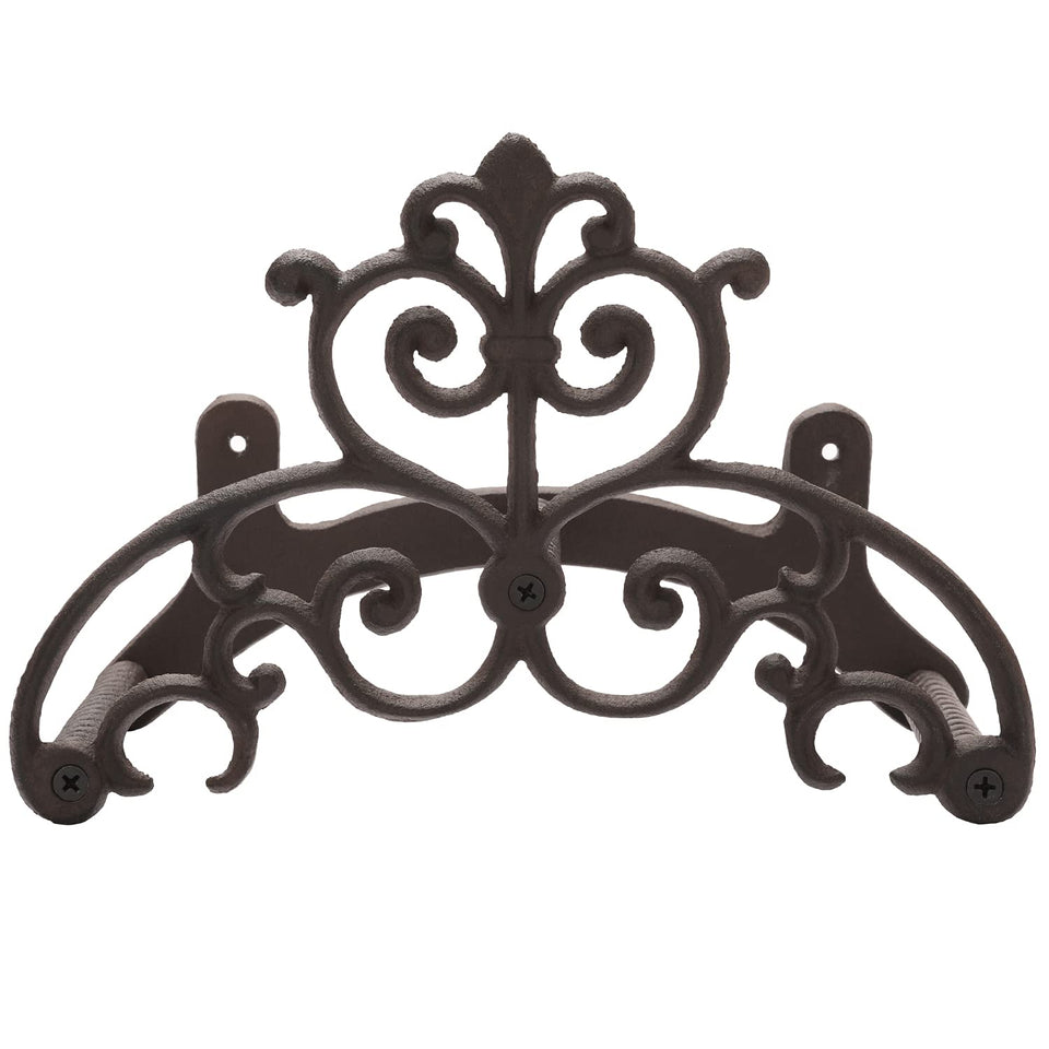 MyGift hose hanger wall mount full view showing sturdy cast iron design for tidy yards.