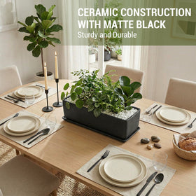 MyGift matte-black ceramic planter with drainage holes for healthier indoor plants.