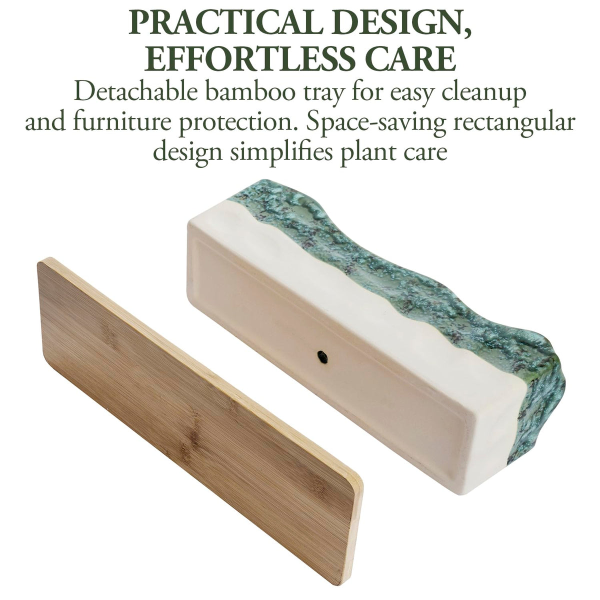 MyGift bamboo tray removable to catch excess water.