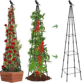 MYMULIKE Tower Obelisk trellis supports climbing plants outdoors.