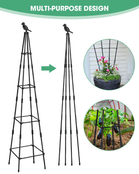 MYMULIKE indoor-outdoor trellis supports potted plants and vines.