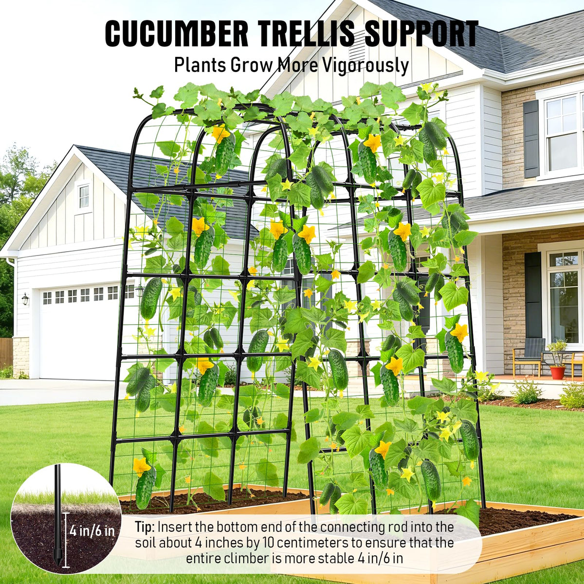 MYMULIKE 7ft garden arch trellis features easy assembly for quick setup