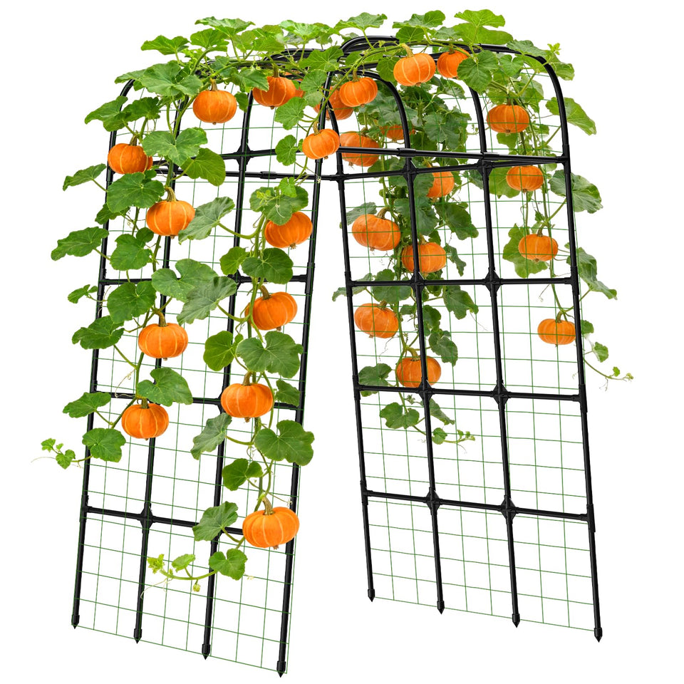 MYMULIKE 7ft garden trellis arch with stainless steel frame provides sturdy vine support