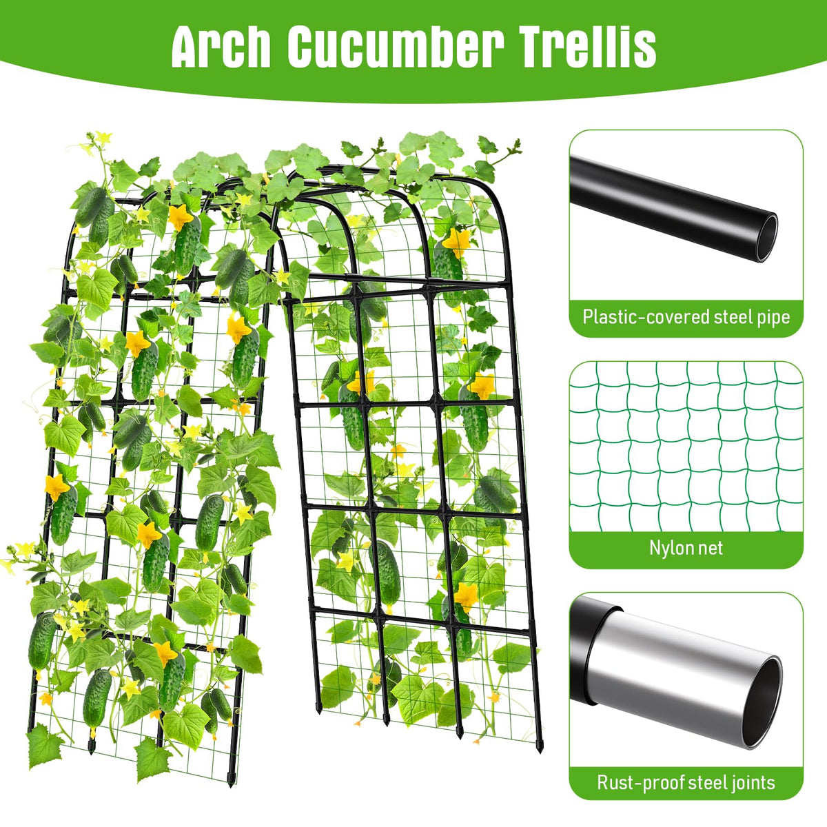 MYMULIKE 7ft garden trellis arch enables vertical gardening in beds and patios