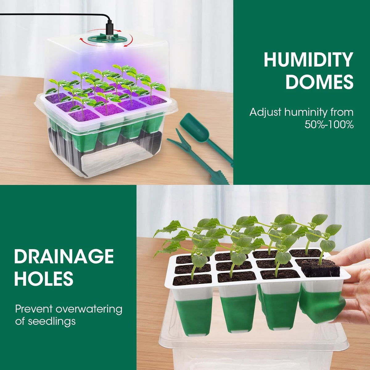 MYMULIKE seedling tray with silicone bottom for easy transplanting.