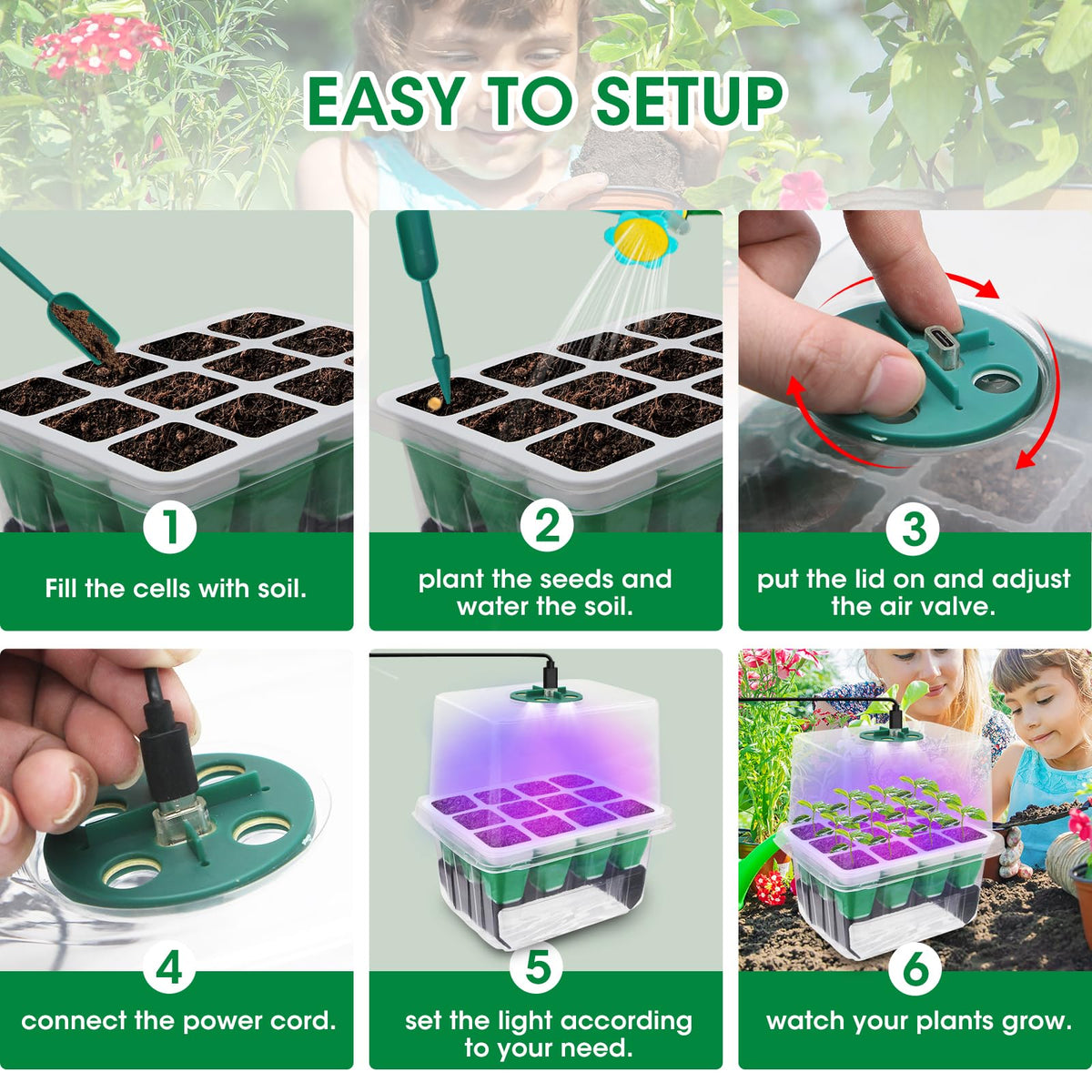 MYMULIKE BPA-free plastic ensures safe, reusable seed starting kit.