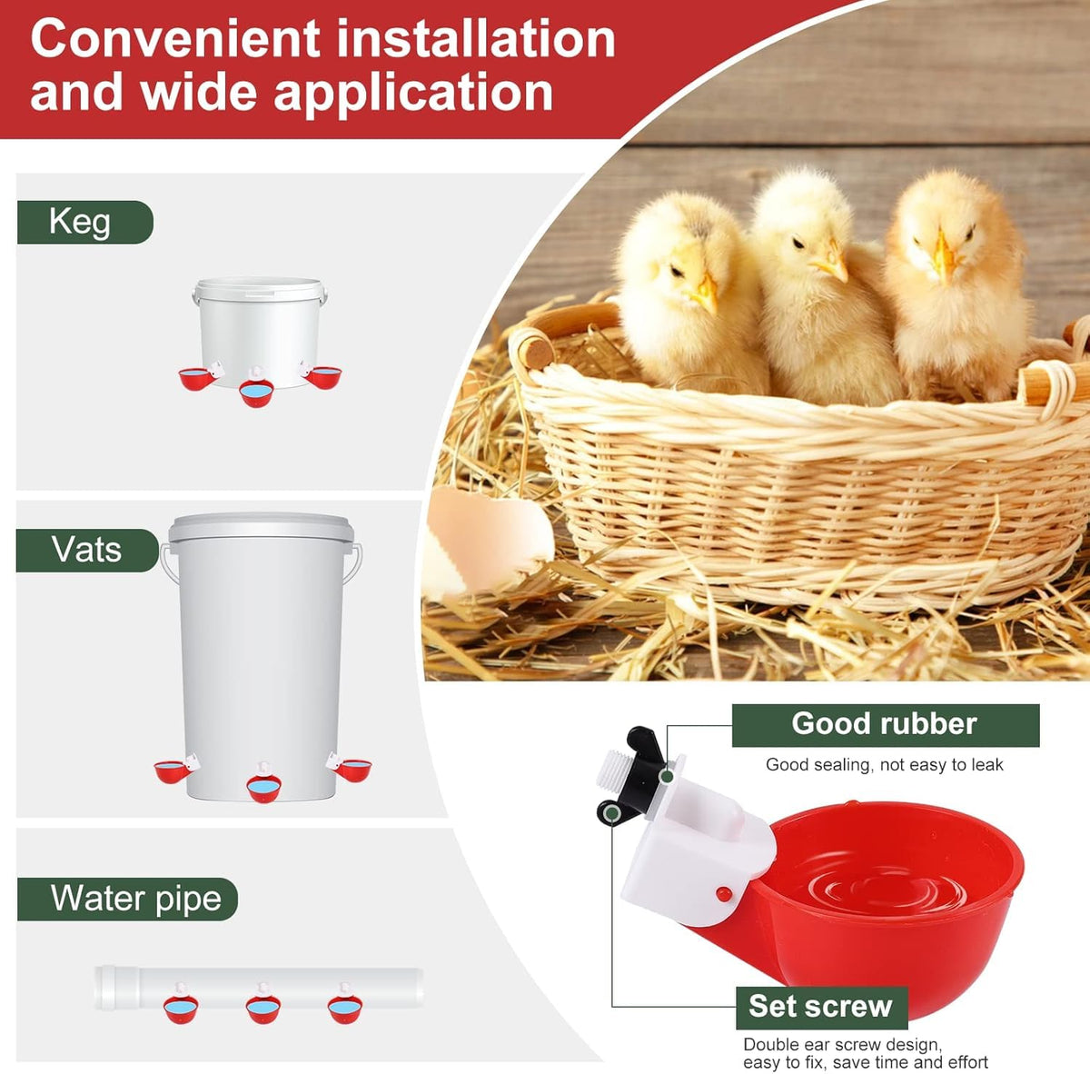 MYMULIKE chicken water cups provide constant hydration for poultry