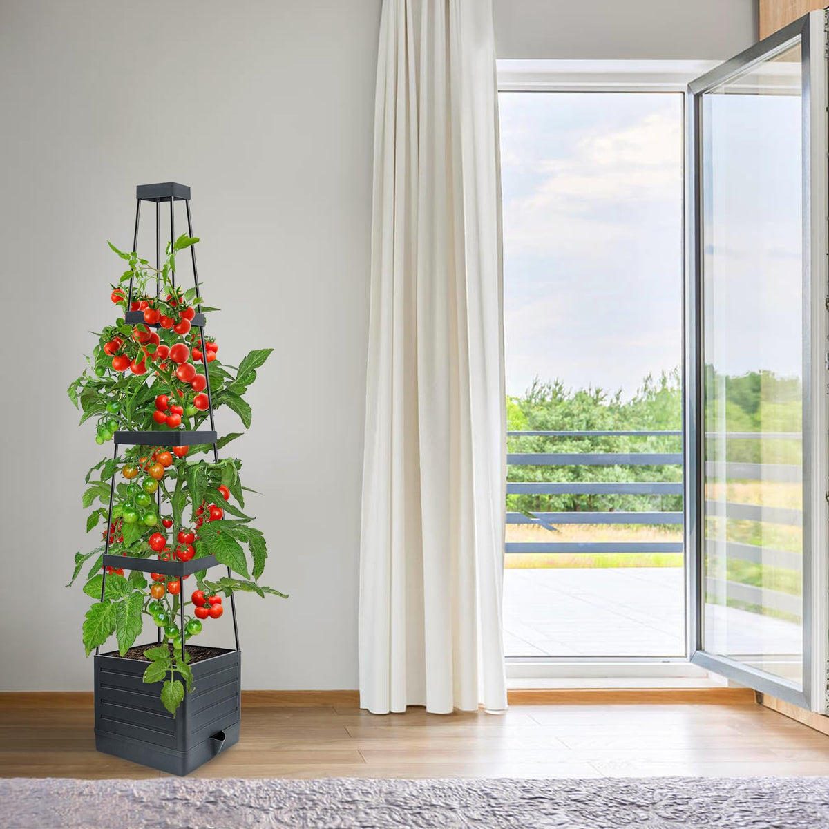 MYMULIKE supports cucumbers and eggplants along the climbing trellis
