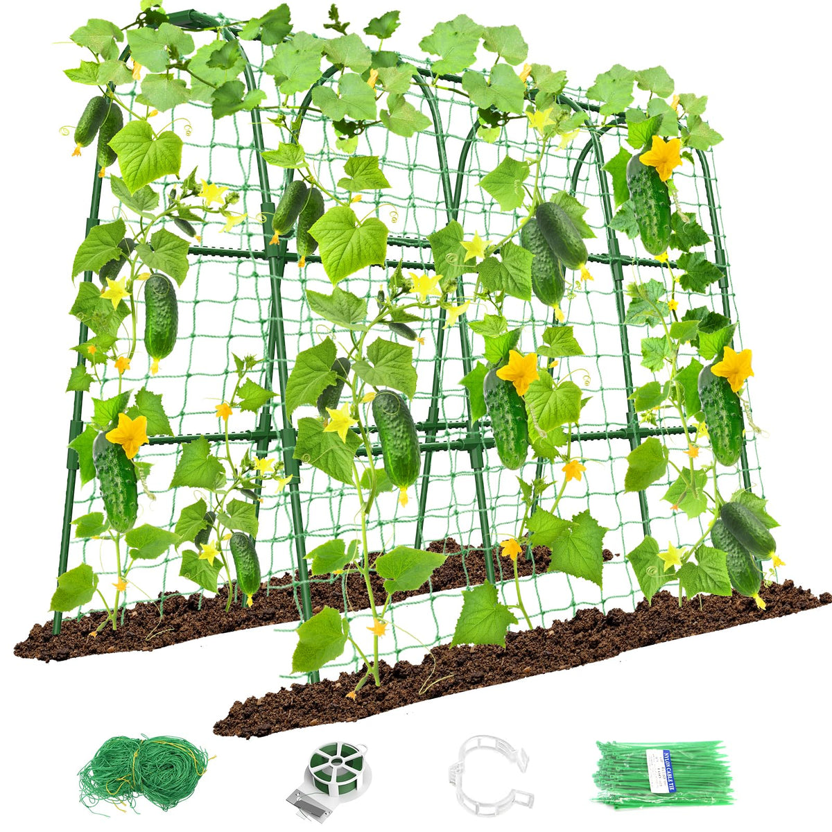 MYMULIKE cucumber trellis arch supports climbing plants with improved airflow.