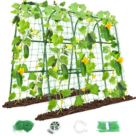 MYMULIKE cucumber trellis arch supports climbing plants with improved airflow.