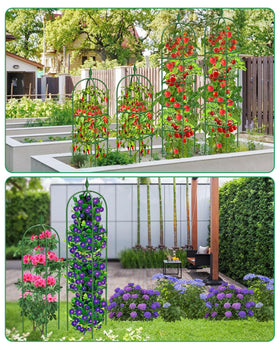 MYMULIKE sturdy steel frame supports roses, tomatoes, ivy.