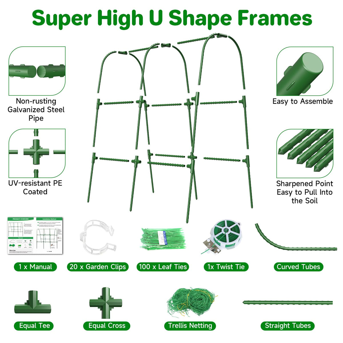 MYMULIKE durable steel trellis provides strong support for tall plants.