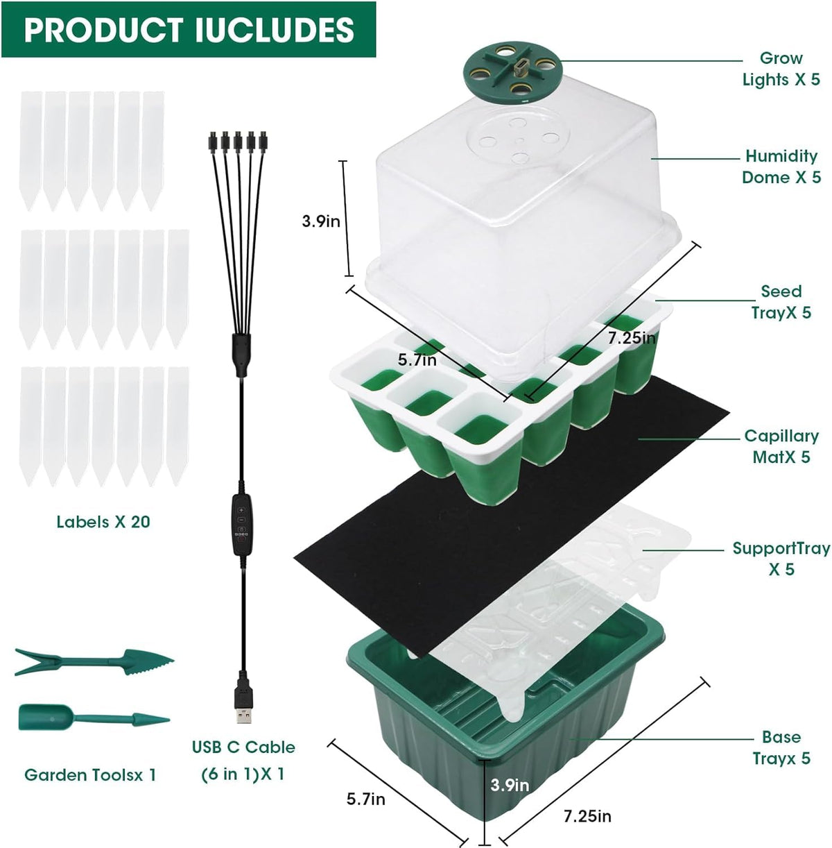 MYMULIKE grow light panel provides full-spectrum light for robust seedlings.