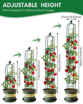 MYMULIKE rustproof metal poles with plastic coating protect trellis in sun and rain