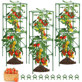 MYMULIKE square tomato cage offers a sturdy four-sided structure for reliable plant support.
