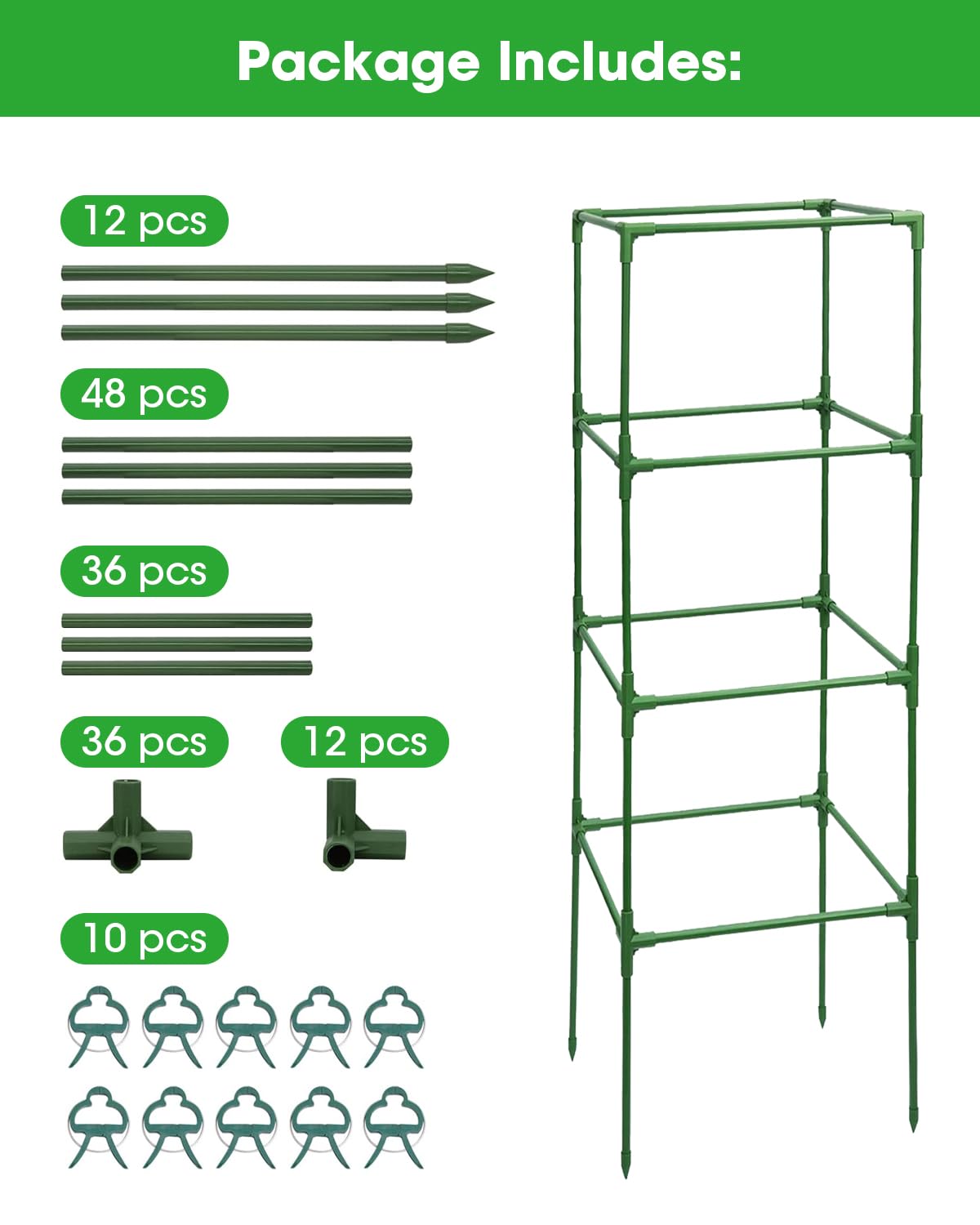 MYMULIKE included stalk clips secure plant stems for stable growth.