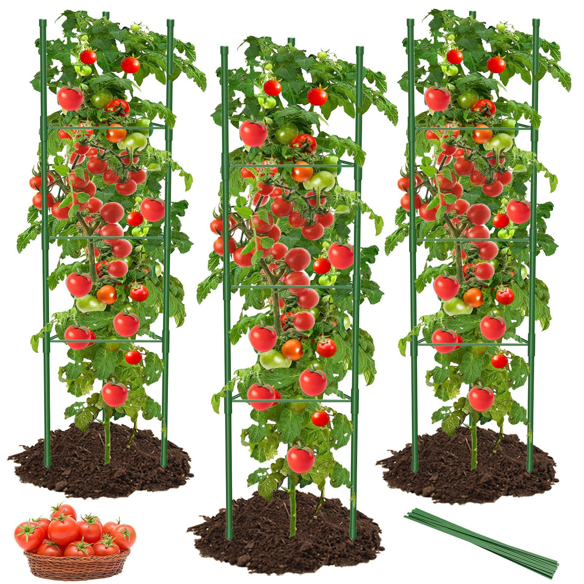 MYMULIKE tomato cages in assembly mode offer a stable frame for quick setup.
