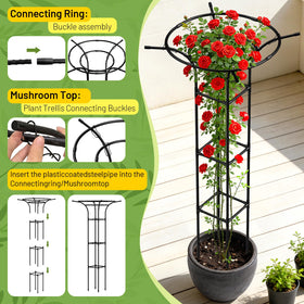 MYMULIKE 65-inch trellis anchors in pots for tomatoes and cucumbers.