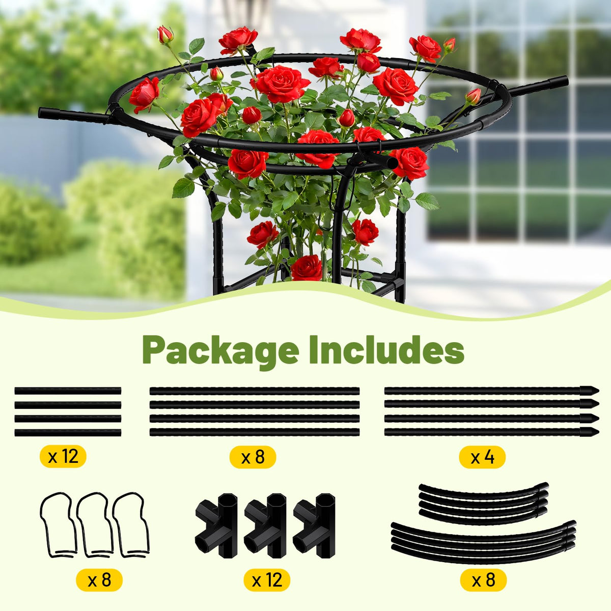 MYMULIKE versatile plant support suits potted and garden setups.