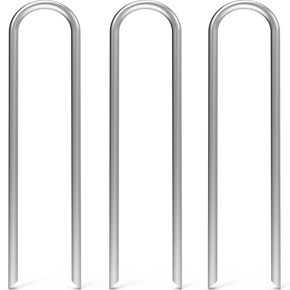 MySit 6-inch U-shaped stake pack secures drip lines in rocky soil for reliable irrigation.