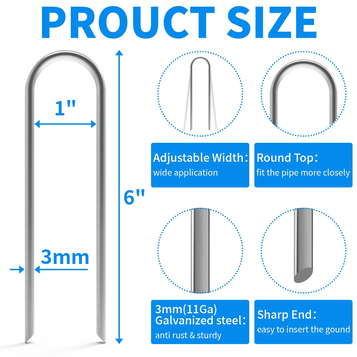 MySit heavy-duty 11-gauge galvanized stakes resist bending for long-lasting installations.