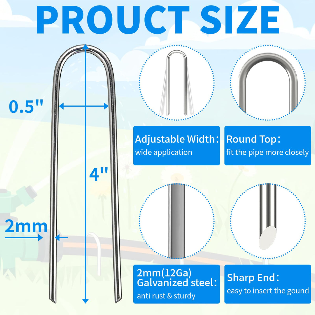 MySit U-shaped ground stake provides sturdy hold for tubing and hoses.