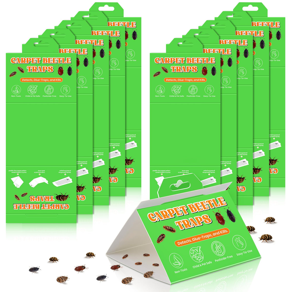 Mysora carpet beetle trap with sticky glue captures beetles indoors for easy monitoring.